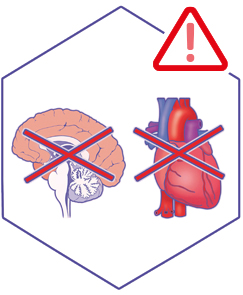 pictogramme d’un cerveau et d'un coeur barré